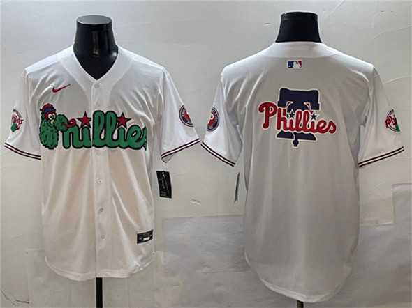 Mens Philadelphia Phillies Team Big Logo White Phanatic Limited Stitched Jersey